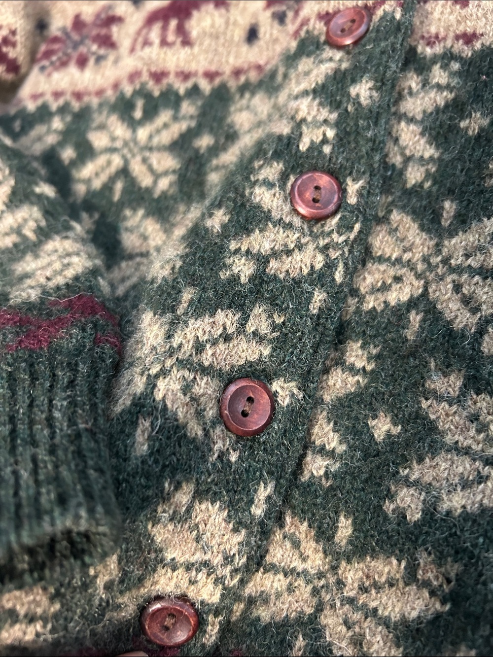 Vintage G.A.M Nordic Cottagecore Print Wool Cardigan Sweater - Picture 11 of 12